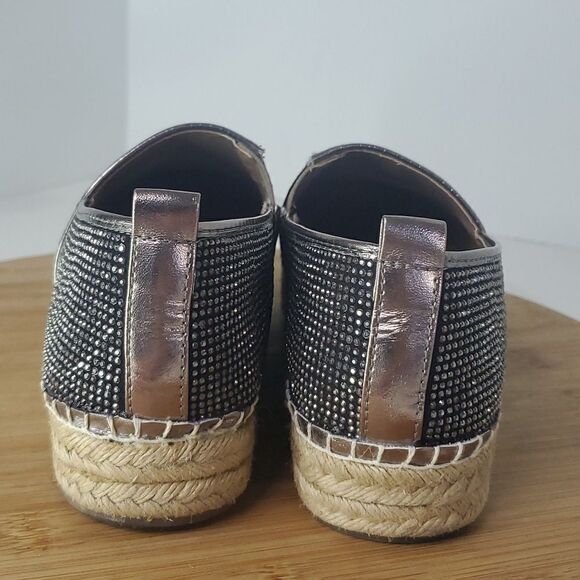 Steve Madden Chopur Embellished Espadrilles Silver Glitter Flats Size 6.5 B - Picture 5 of 9